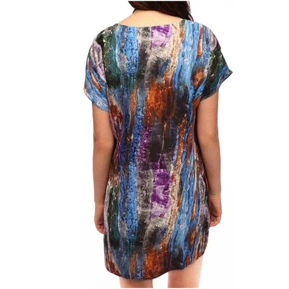 Urban Outfitters Colorful Blue Gray Purple Marbled Short Sleeve Mini Dress - Picture 5 of 11